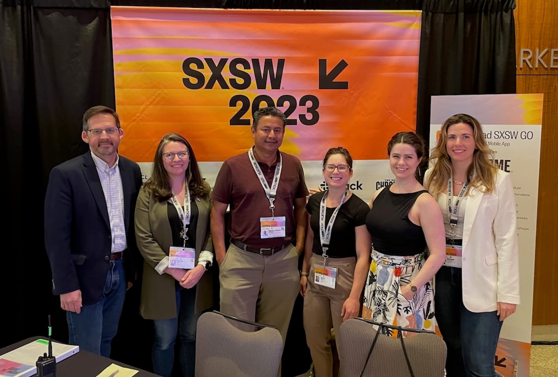 six NASA Applied Sciences team members including Director Lawrence Friedl after presenting at SXSW