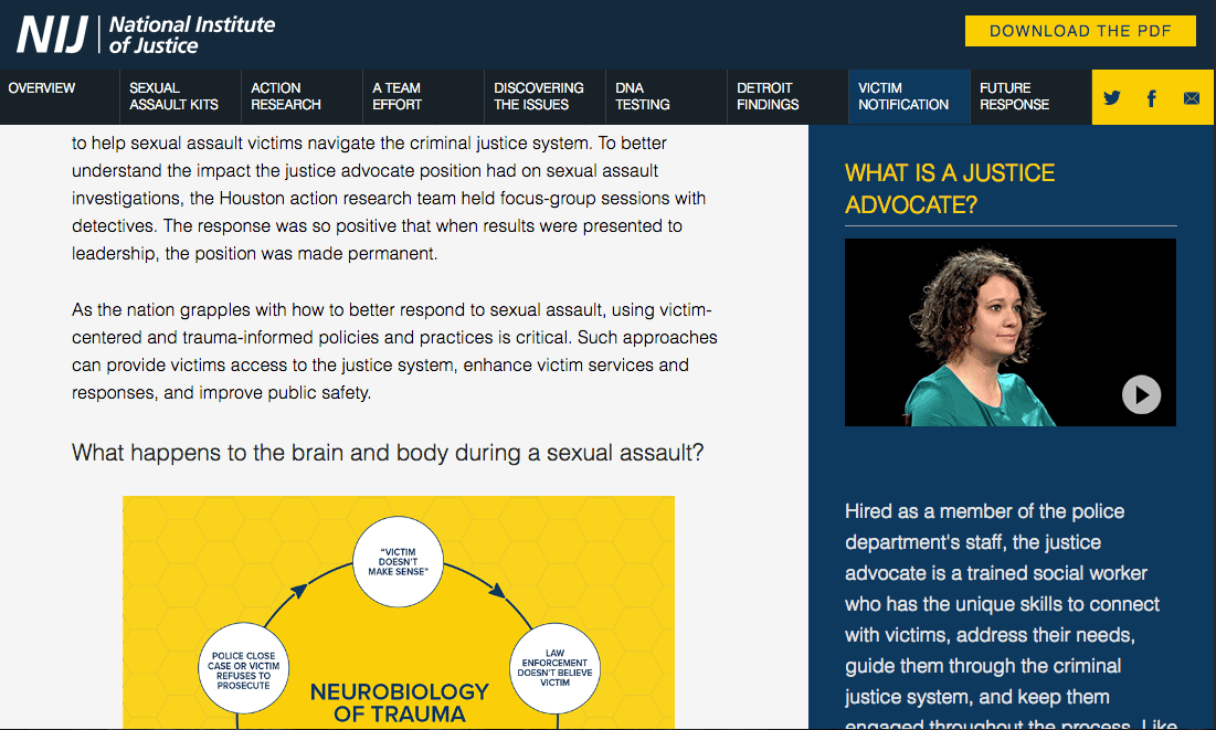 screenshot of a website for the national institute of justice